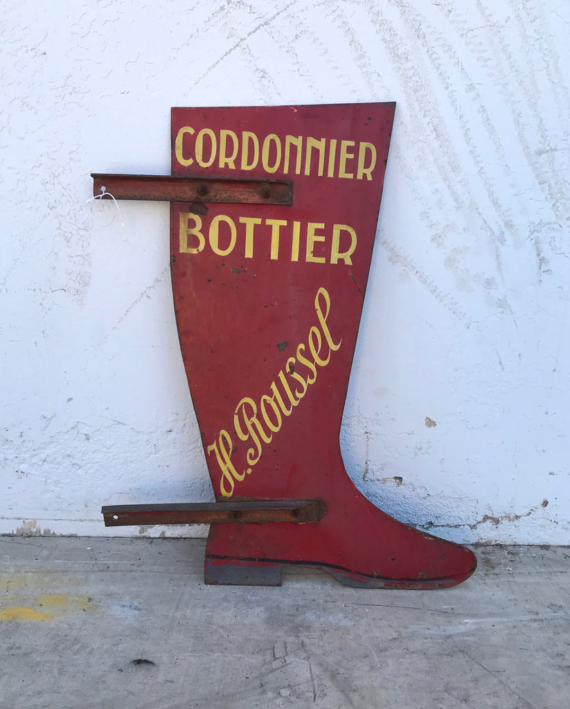 French Red Boot Maker Double-Sided Sign