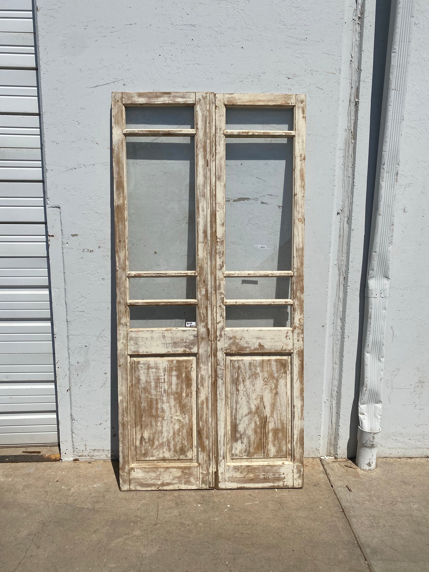 Pair of Painted Antique Doors with 4-Lites