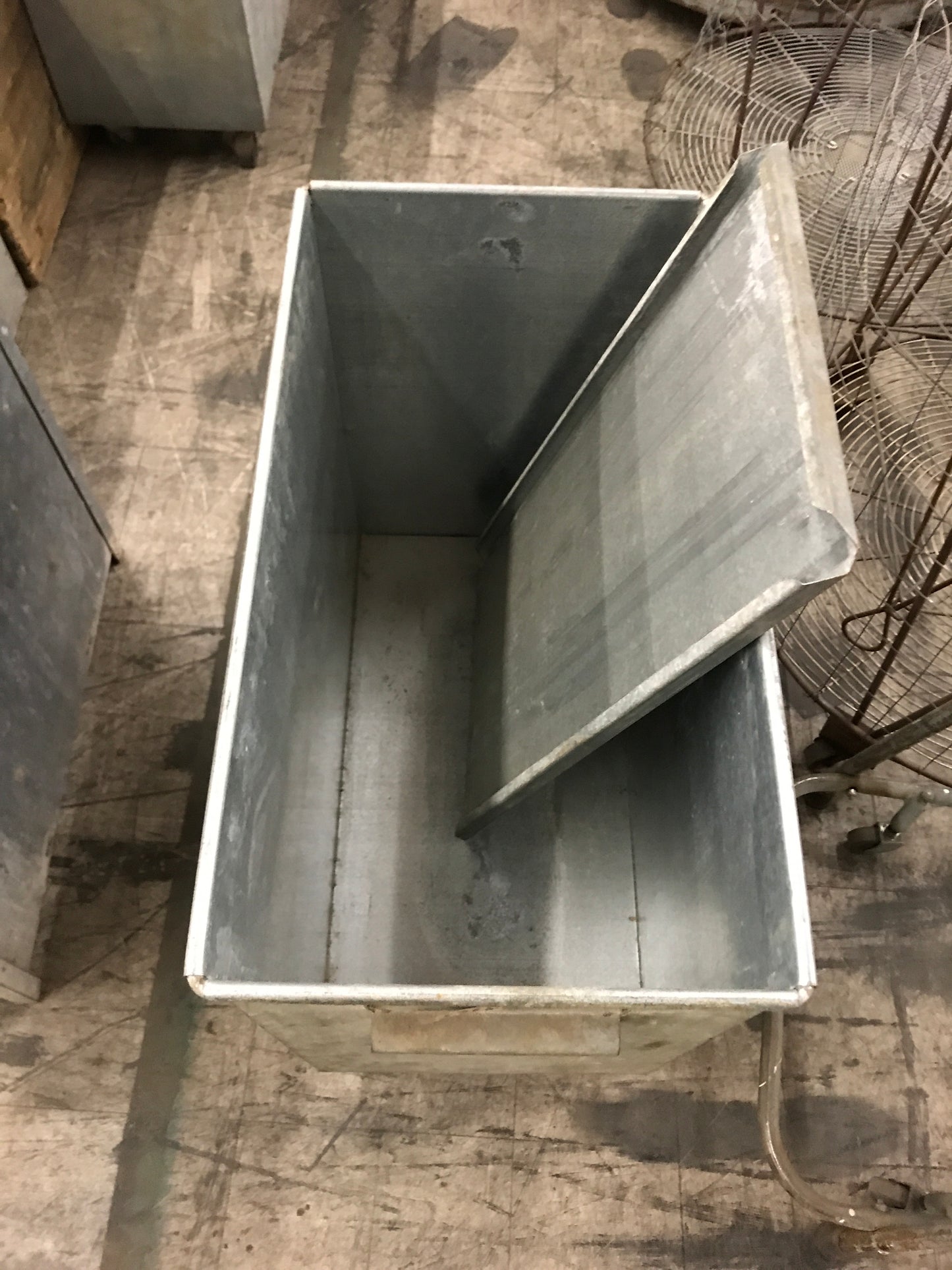 Galvanized Flour Container with Lid on Casters