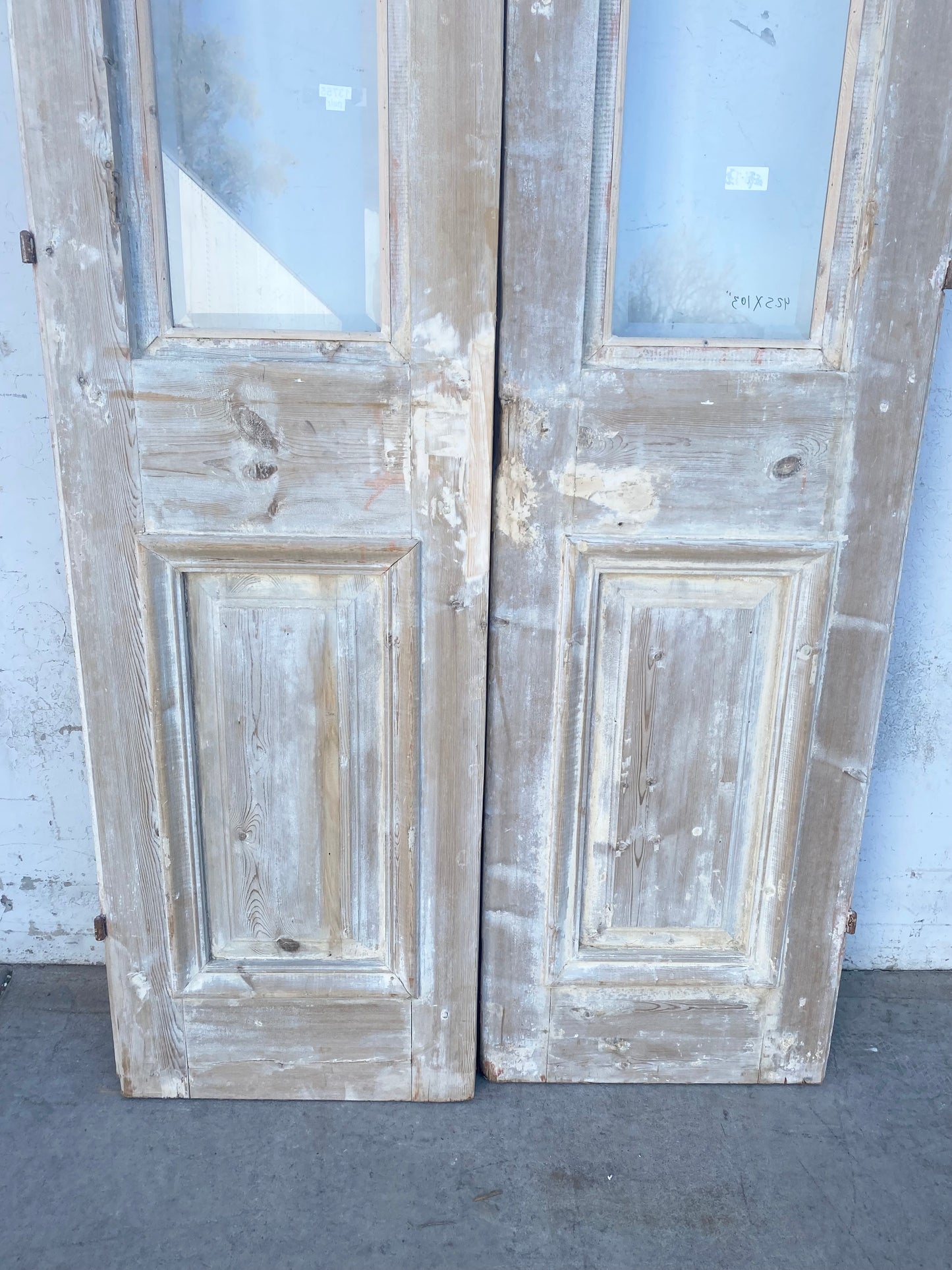 Pair of Antique Carved Doors with Single Glass Lite