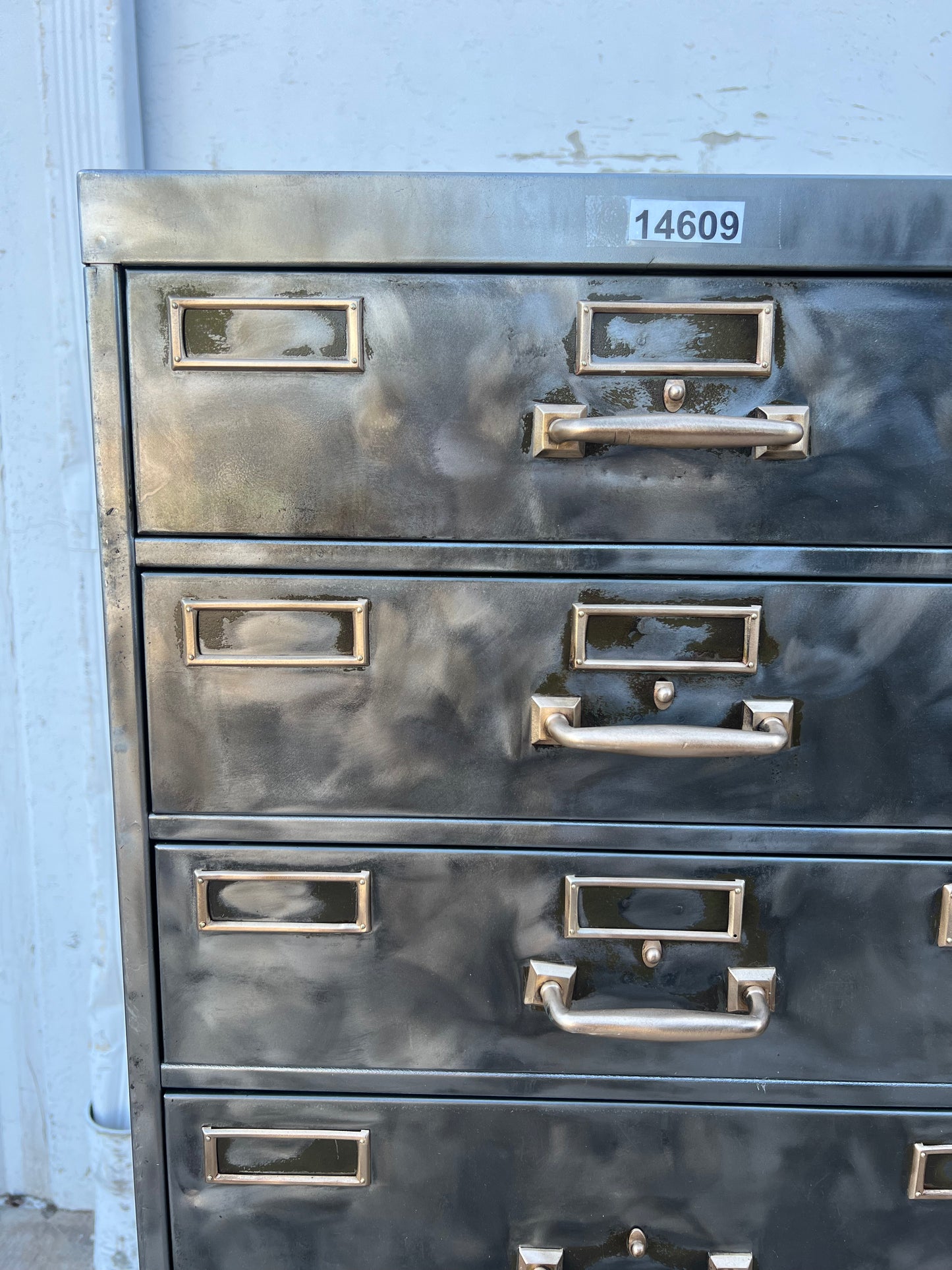 Stripped Metal 8 Drawer File Cabinet