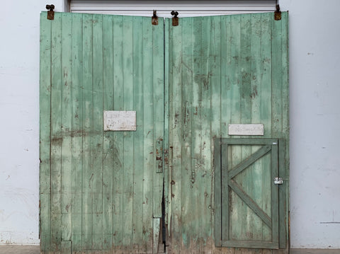 Pair of Antique Mint Green Wicket Barn Doors
