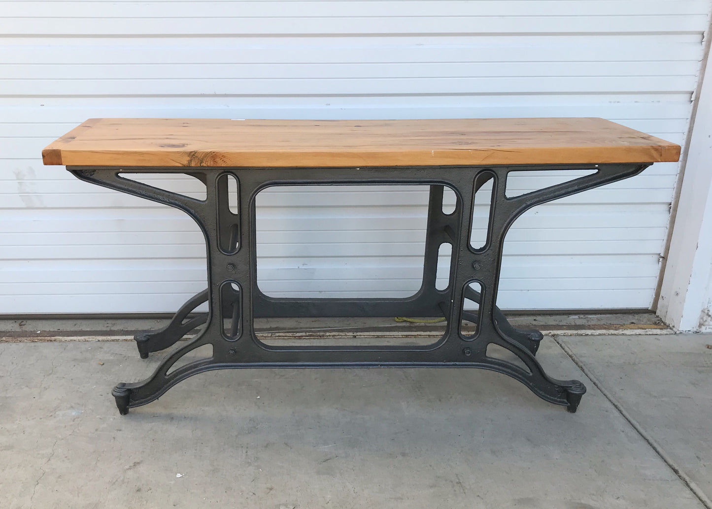Repurposed Fir Wood and Cast Iron Console Table