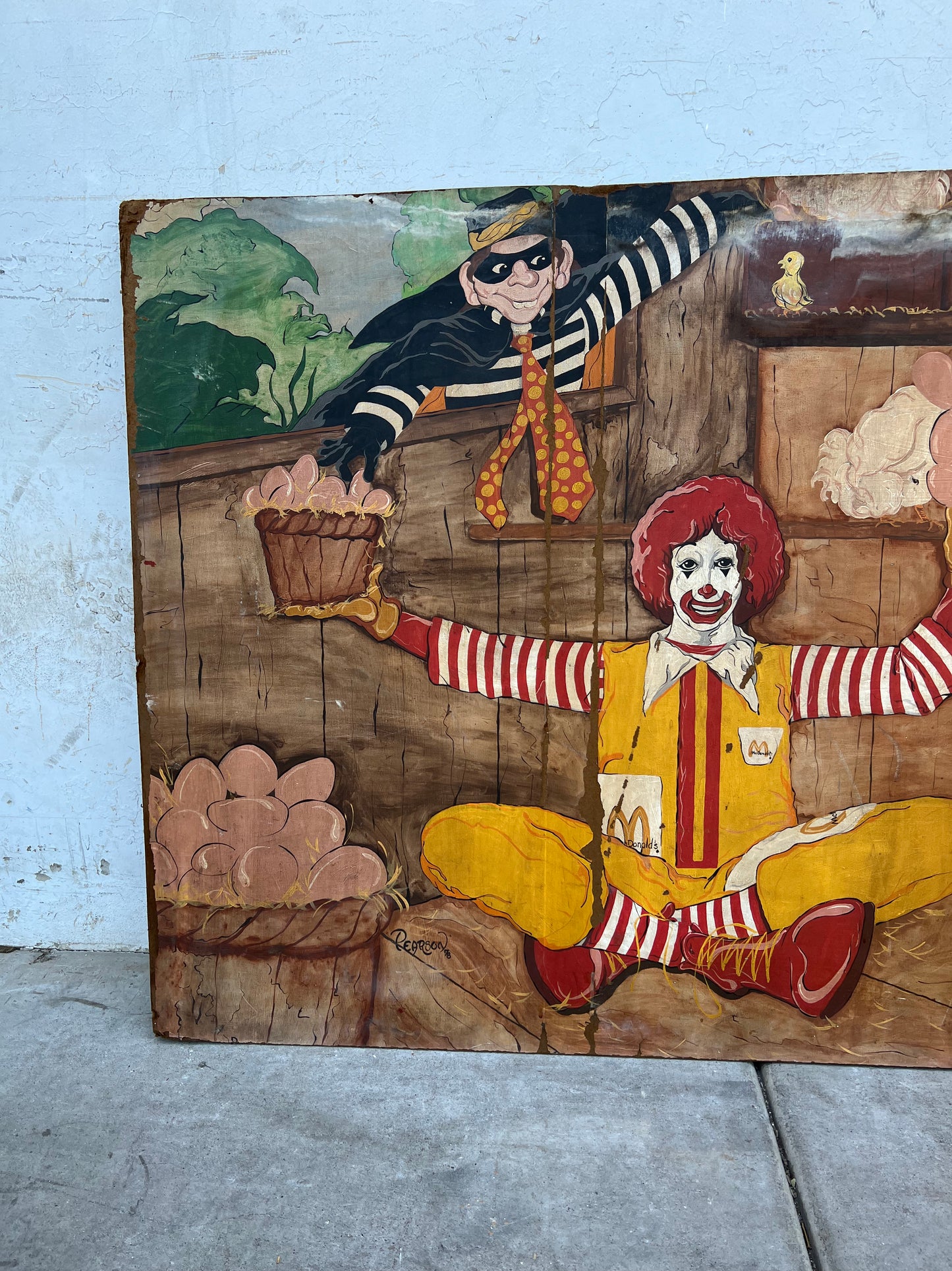 Vintage Wooden McDonald's Painted Sign