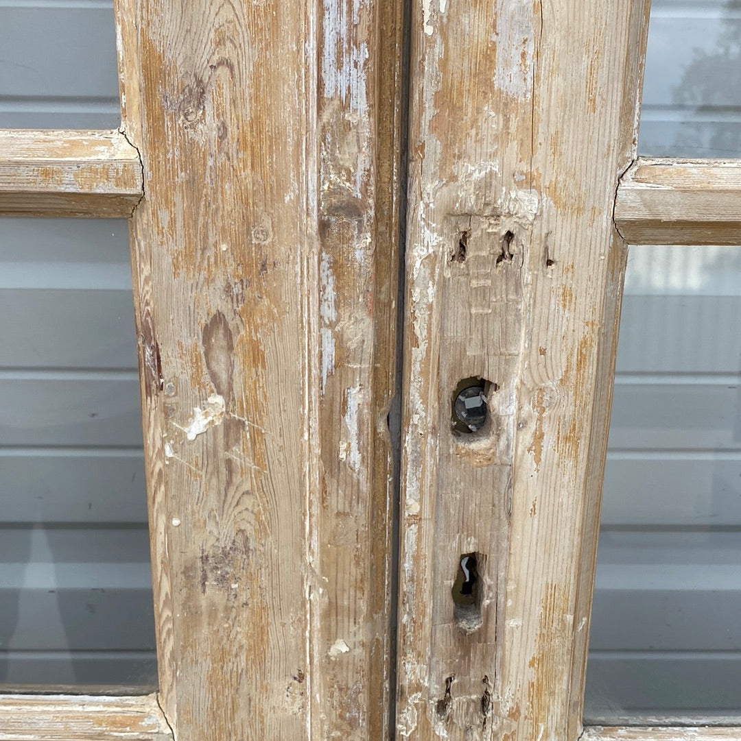 Pair of Washed Wood 6 Lite Antique Doors