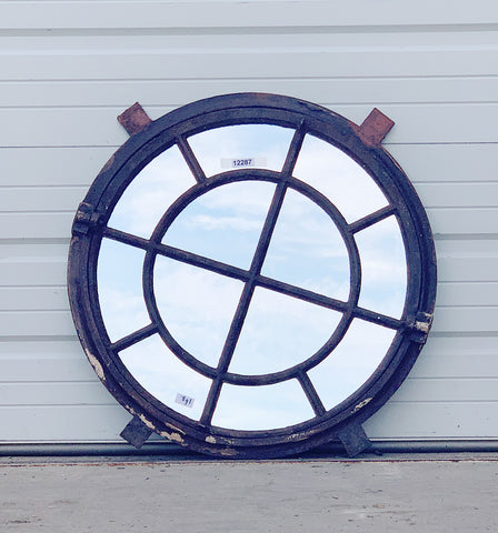 12 Pane Round Iron Mirror