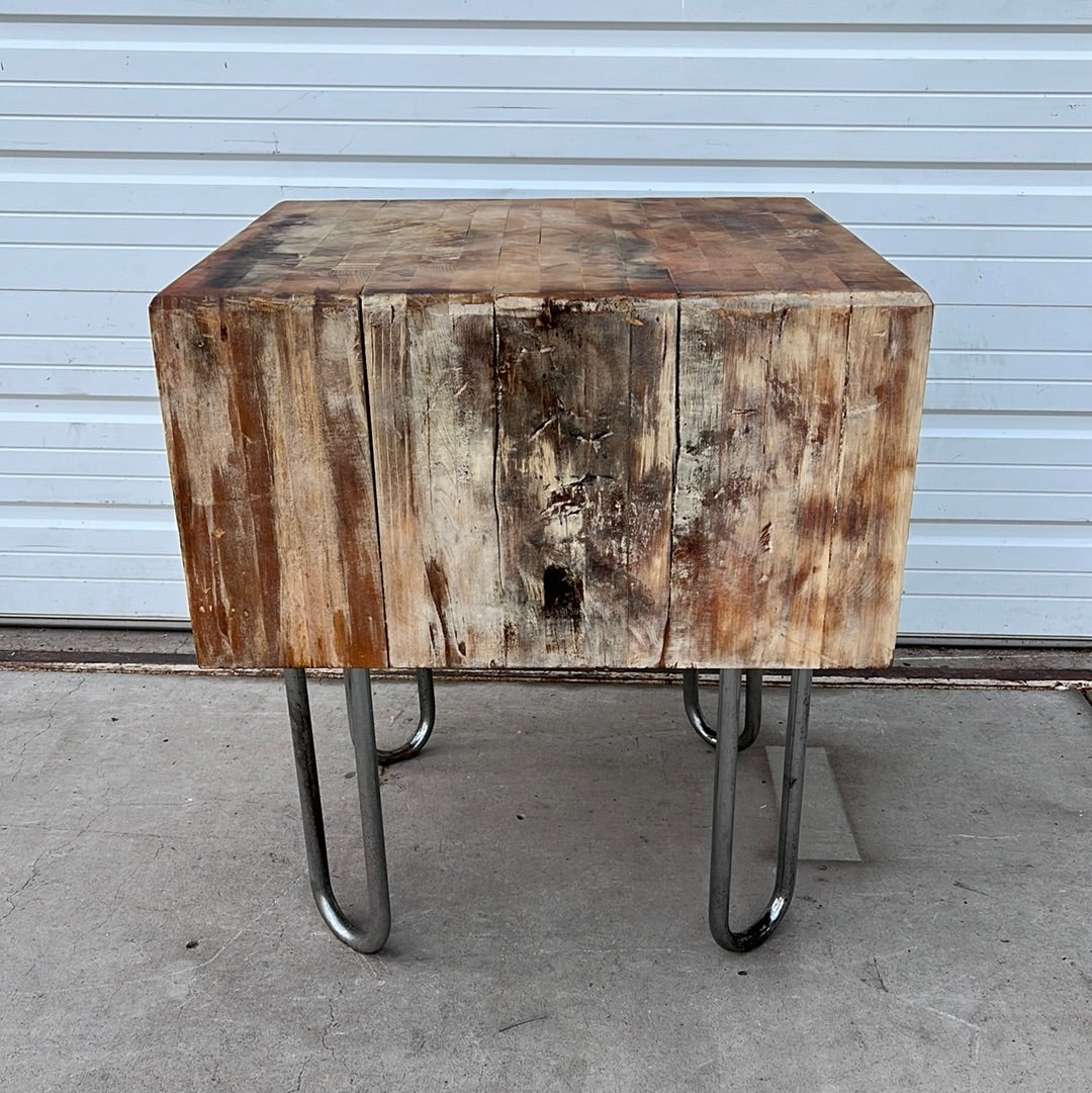 Butcher Block with Metal Hoop Legs – Antiquities Warehouse