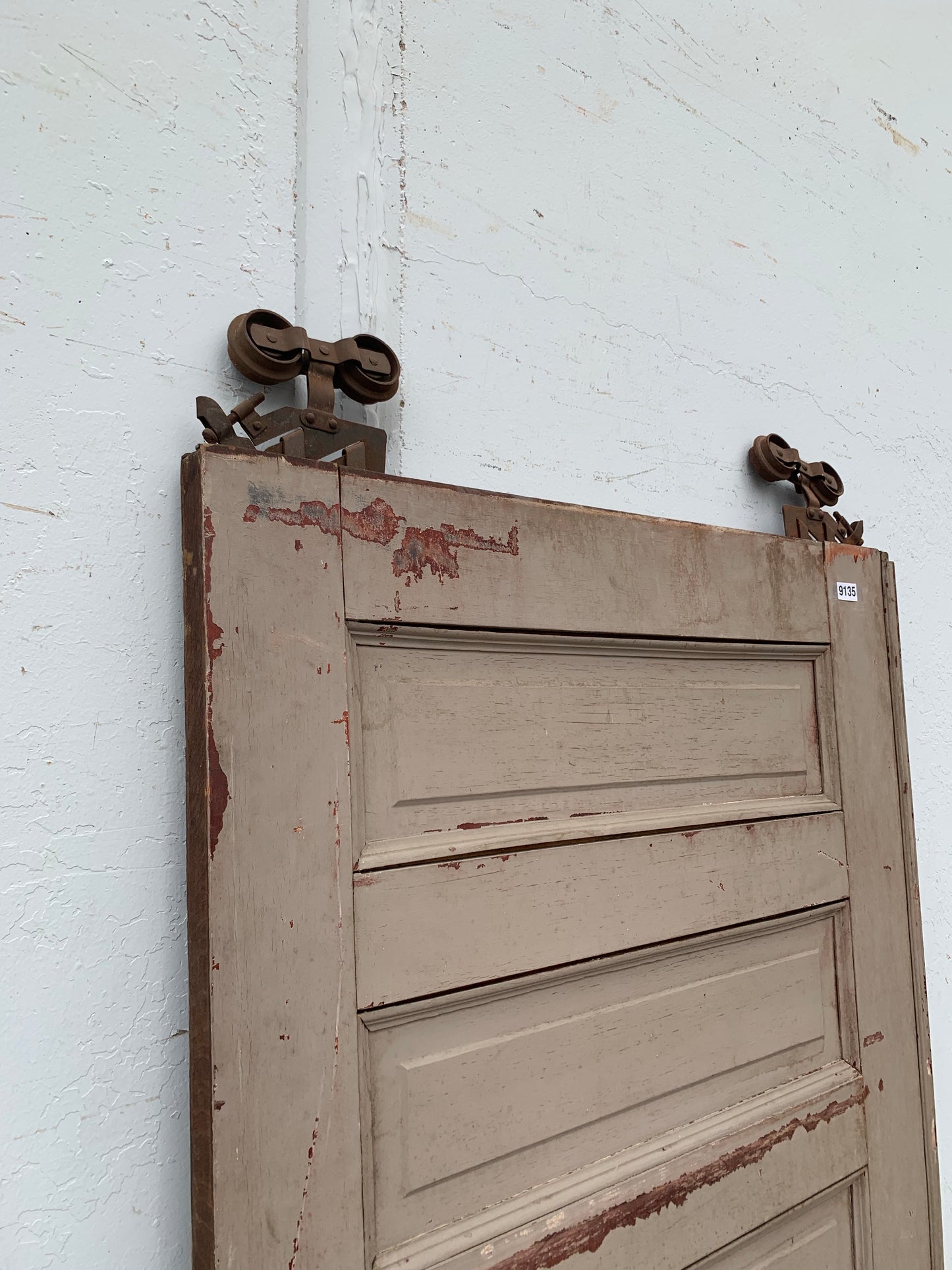 6 Panel Single Pocket Antique Door with Wheels
