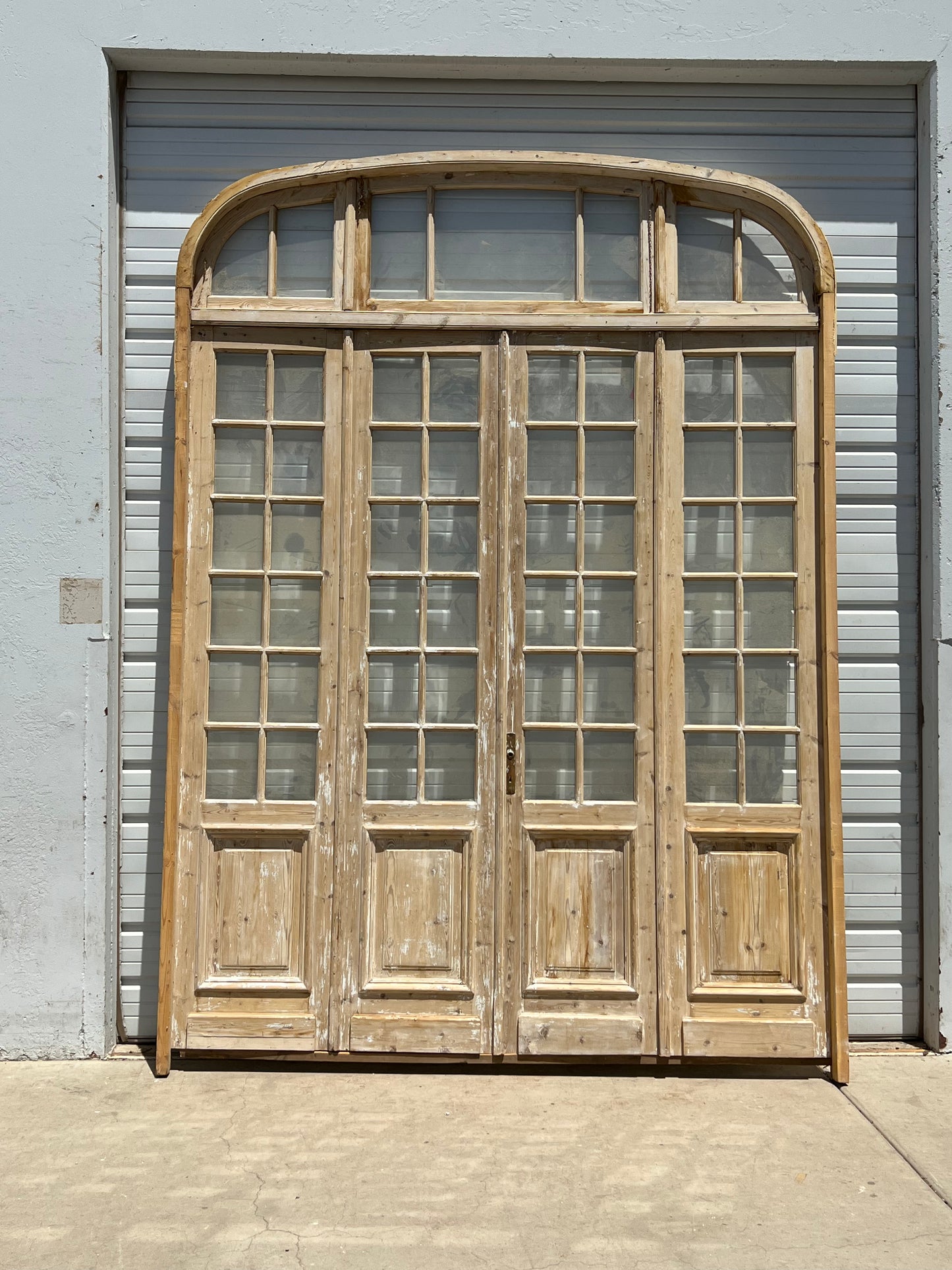Set of Four Washed Antique Doors w/Curved Transom