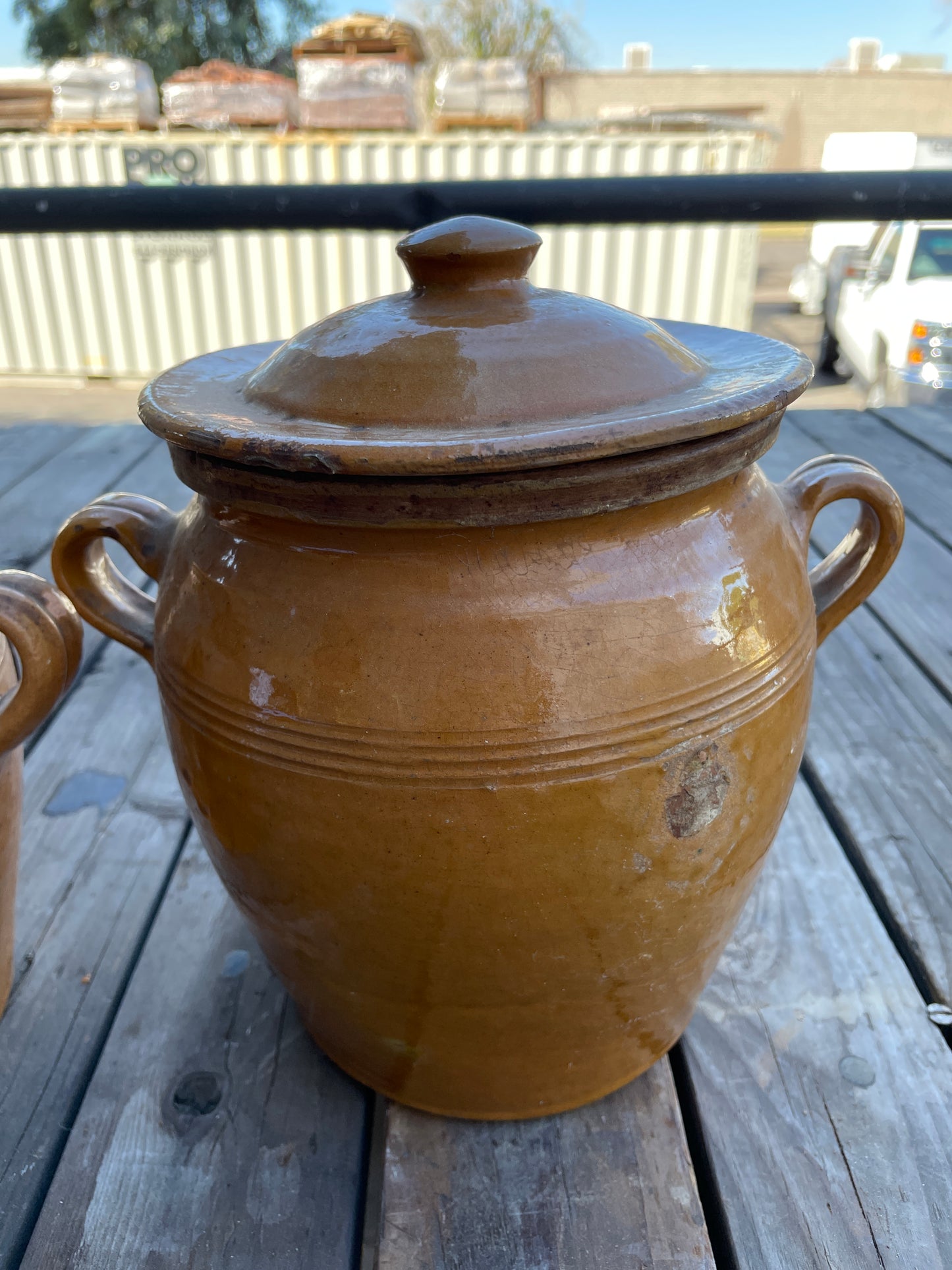Small Brown French Pot with Lid