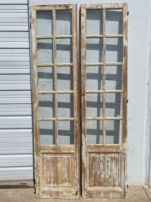 Pair of Painted Antique Wood Doors with 10-Lites