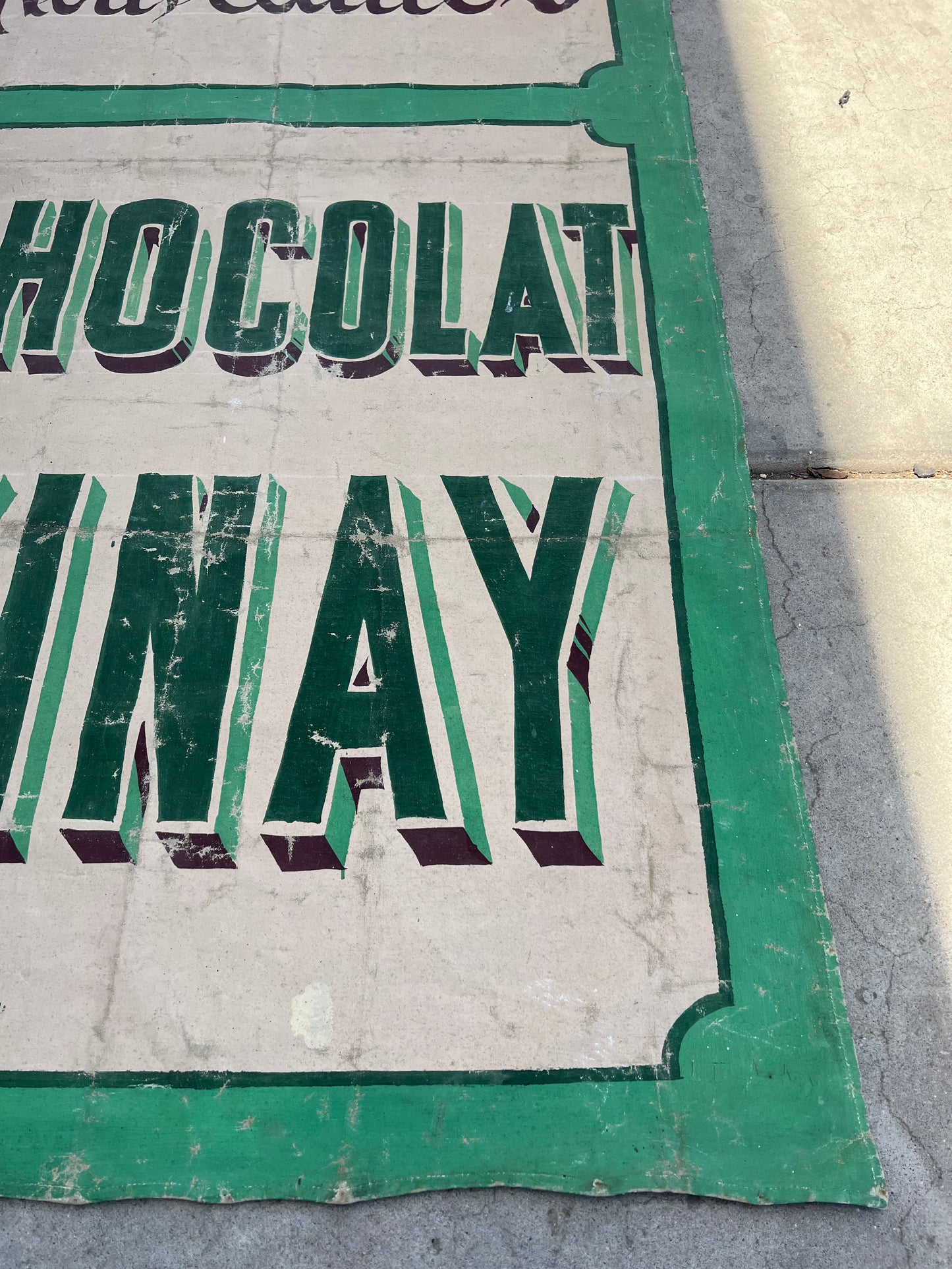 Waxed Linen Painted Chocolate Store Banner/Sign