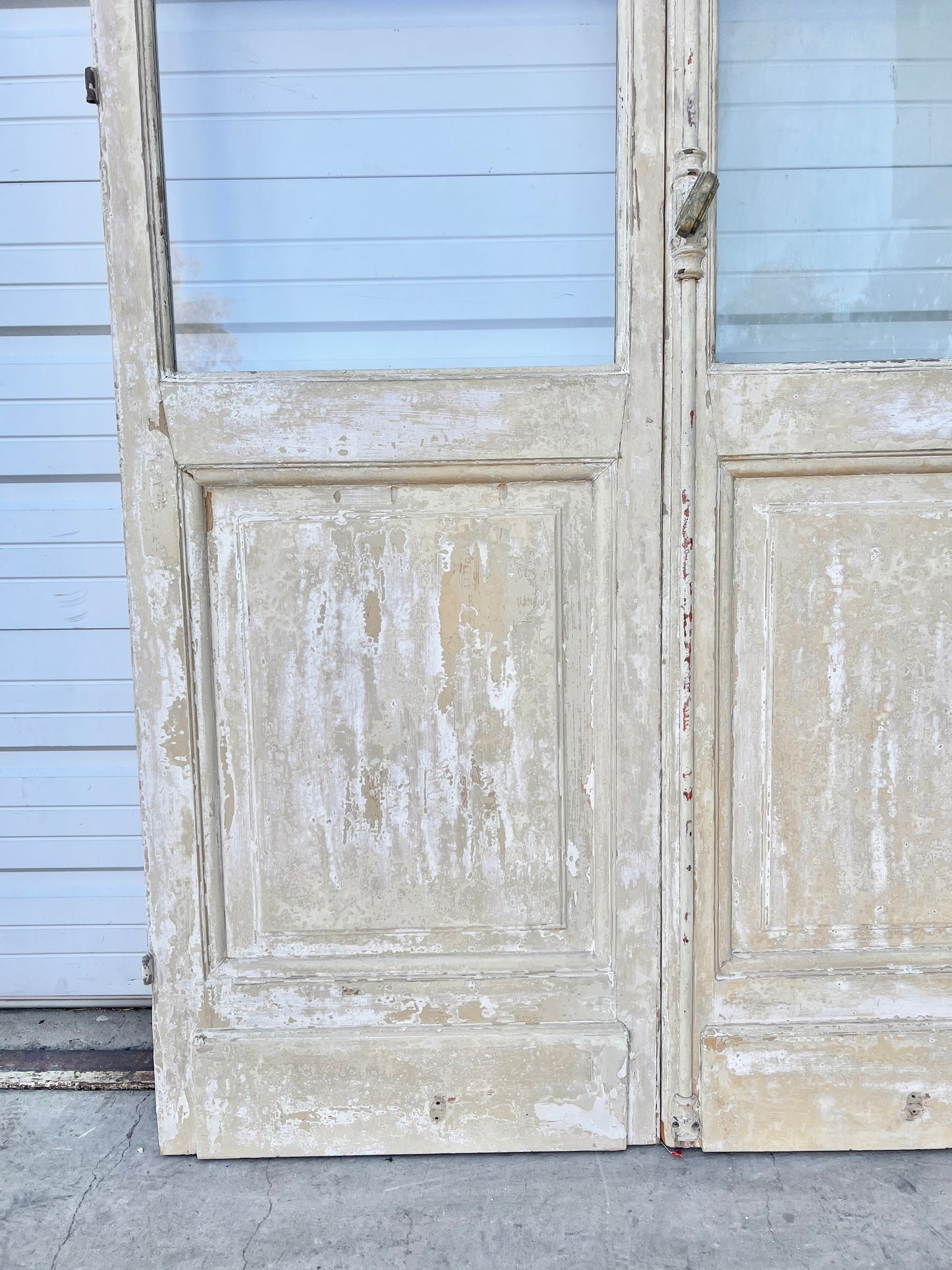 Pair of Painted Antique 6 Lite French Doors