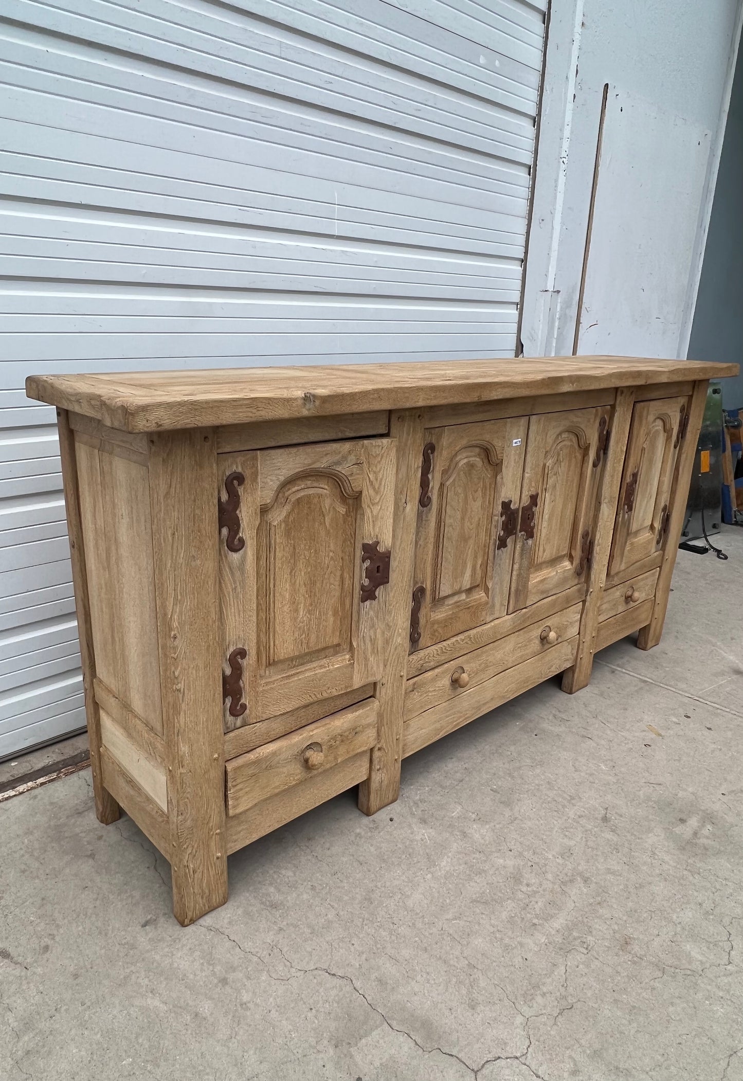 Paneled Bleached Antique Sideboard