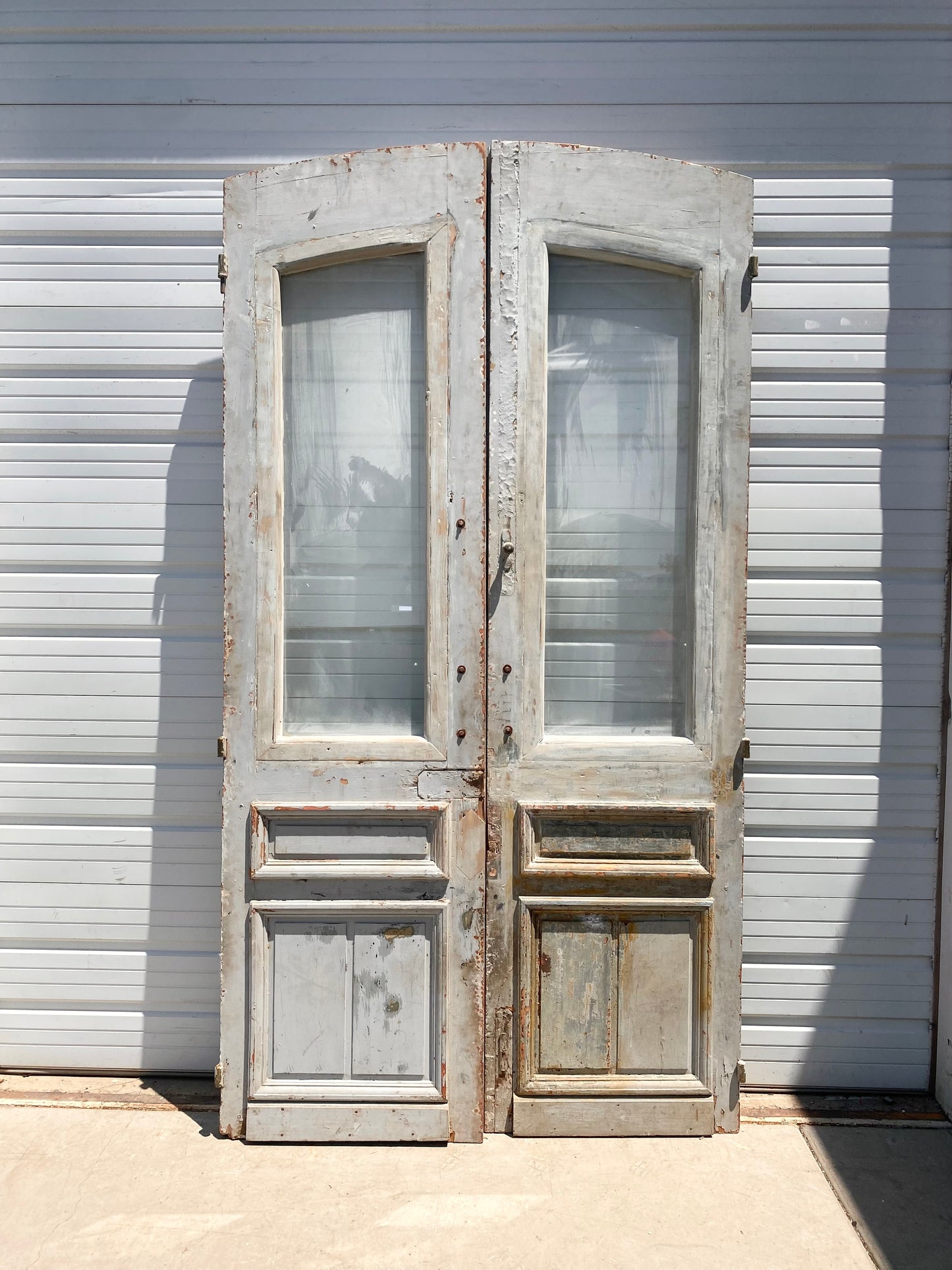 Pair of Arched Single Lite Wood Antique Doors