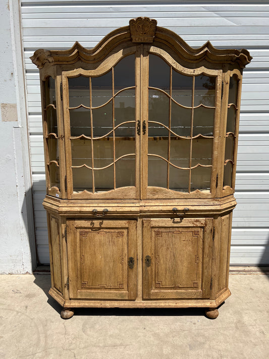 Bleached French Antique Vitrine Cabinet