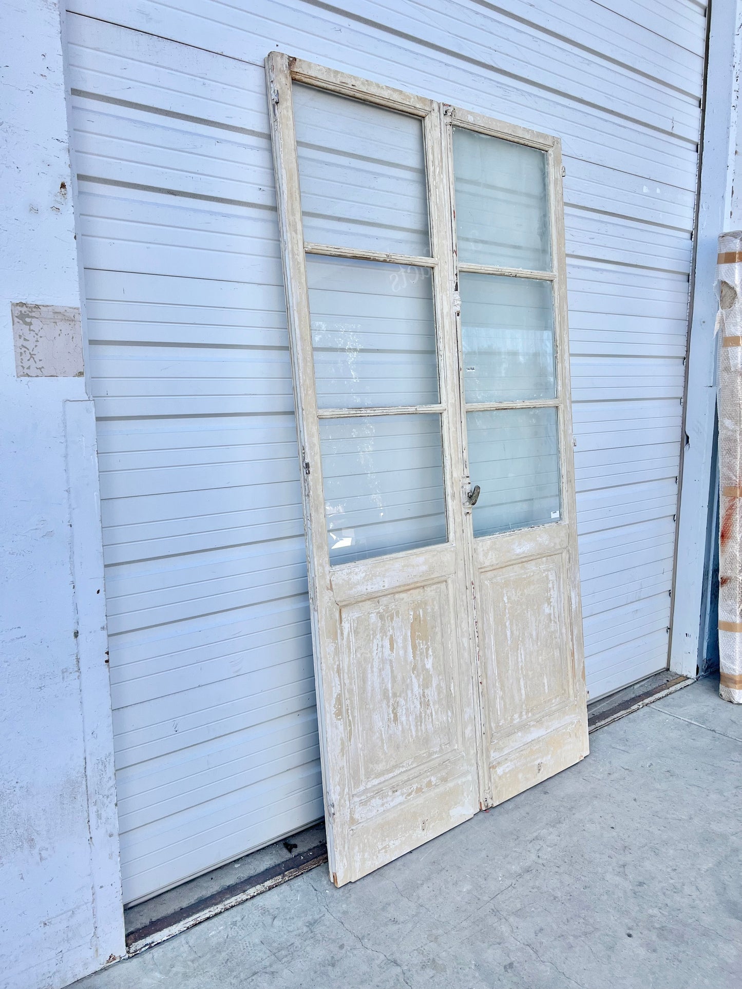 Pair of Painted Antique 6 Lite French Doors