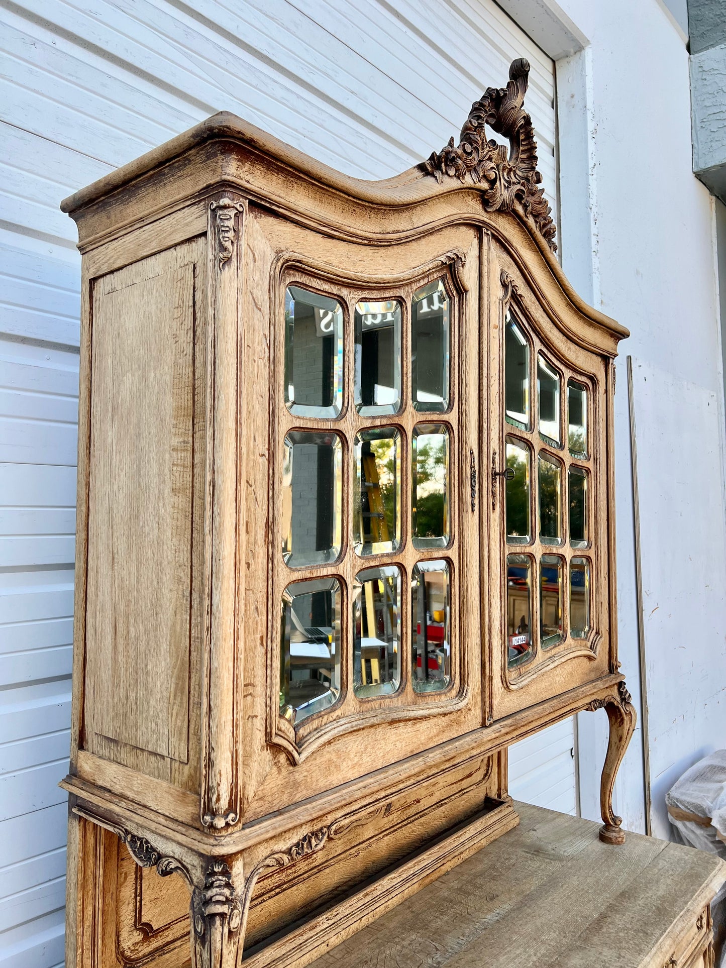 Louis XV Bleached French Antique Display Cabinet