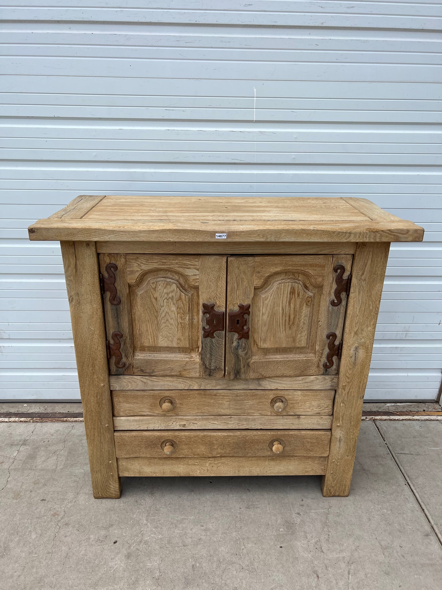 Bleached Antique Cabinet w/2 Drawers