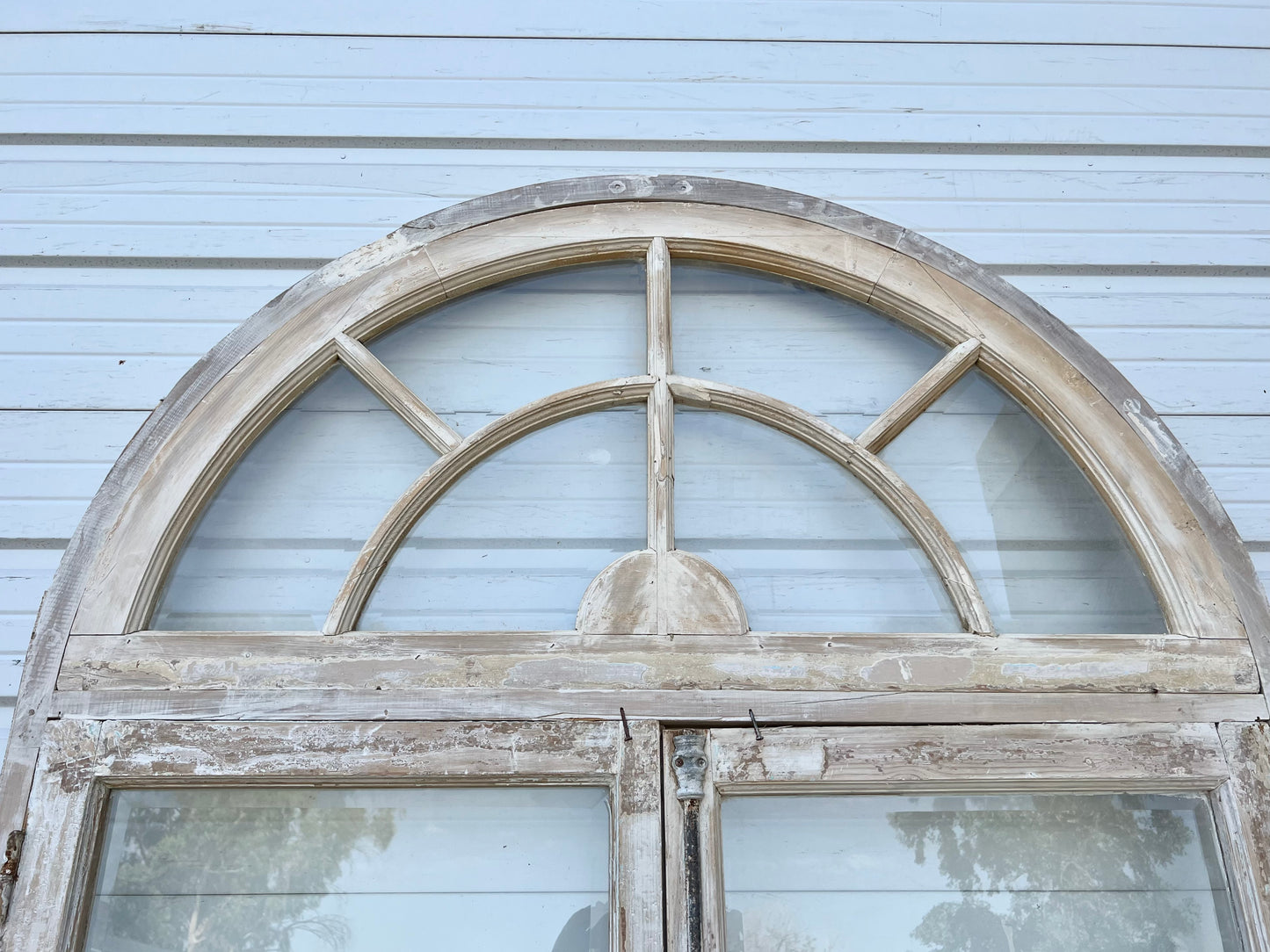 Pair of Washed Windows with w/8 Lites and Arched Transom