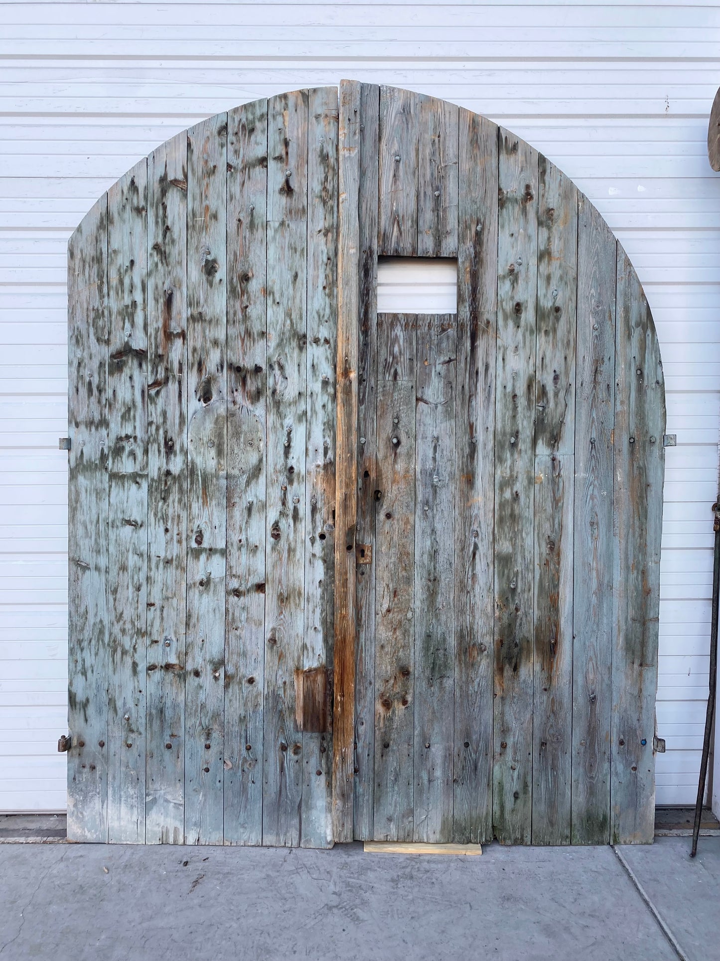 Pair of Antique French Arched Top Wine Cellar Wood Doors