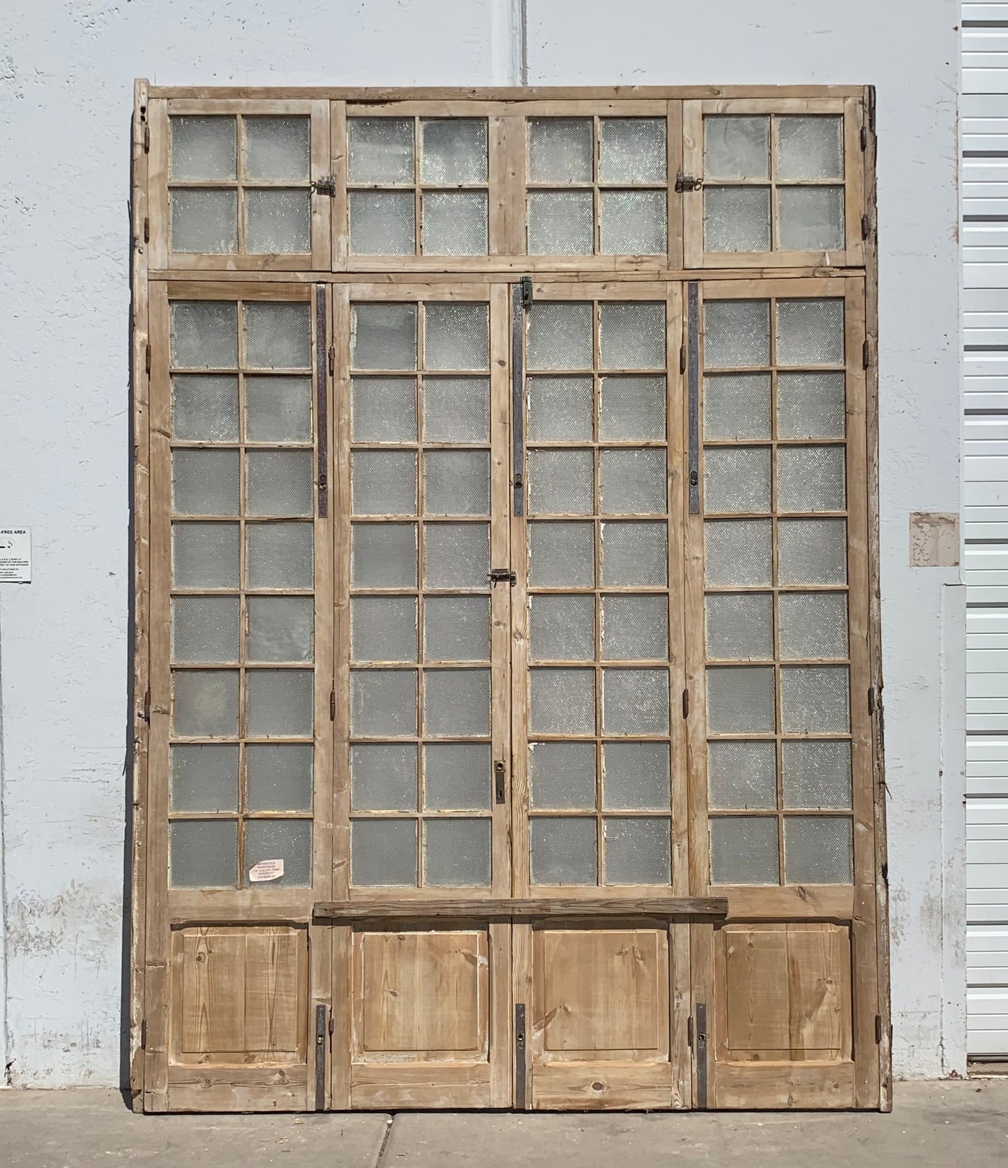 Set of 4 Wood French Antique Doors with 16 Lites and Transom