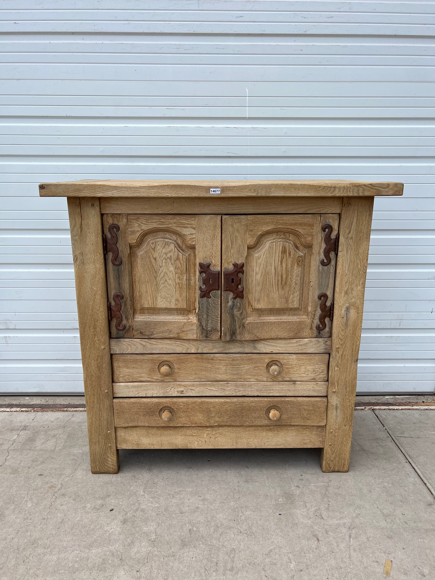 Bleached Antique Cabinet w/2 Drawers