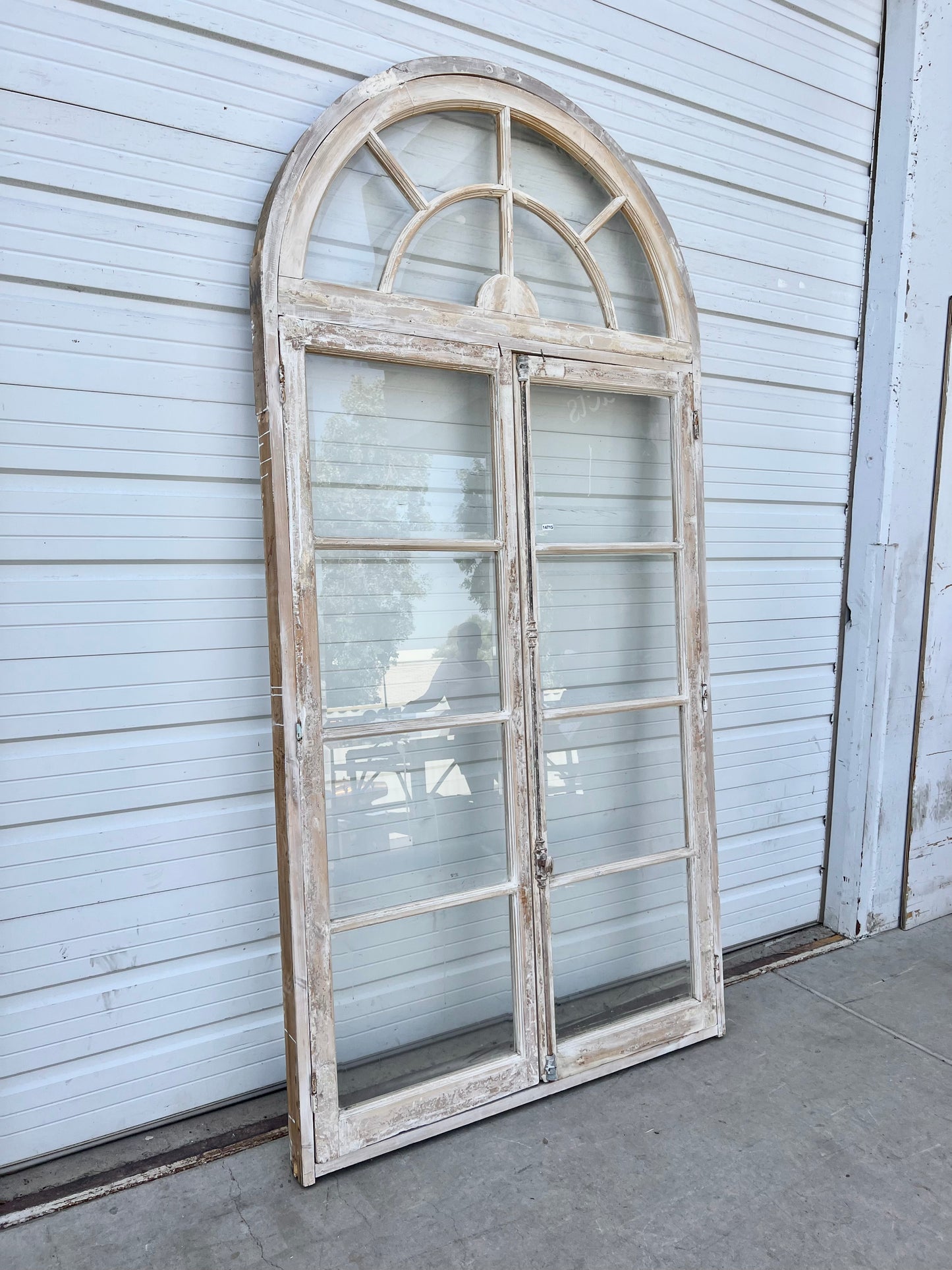 Pair of Washed Windows with w/8 Lites and Arched Transom