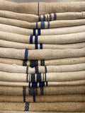 Blue Striped Natural Grain Sack Body Pillow Case