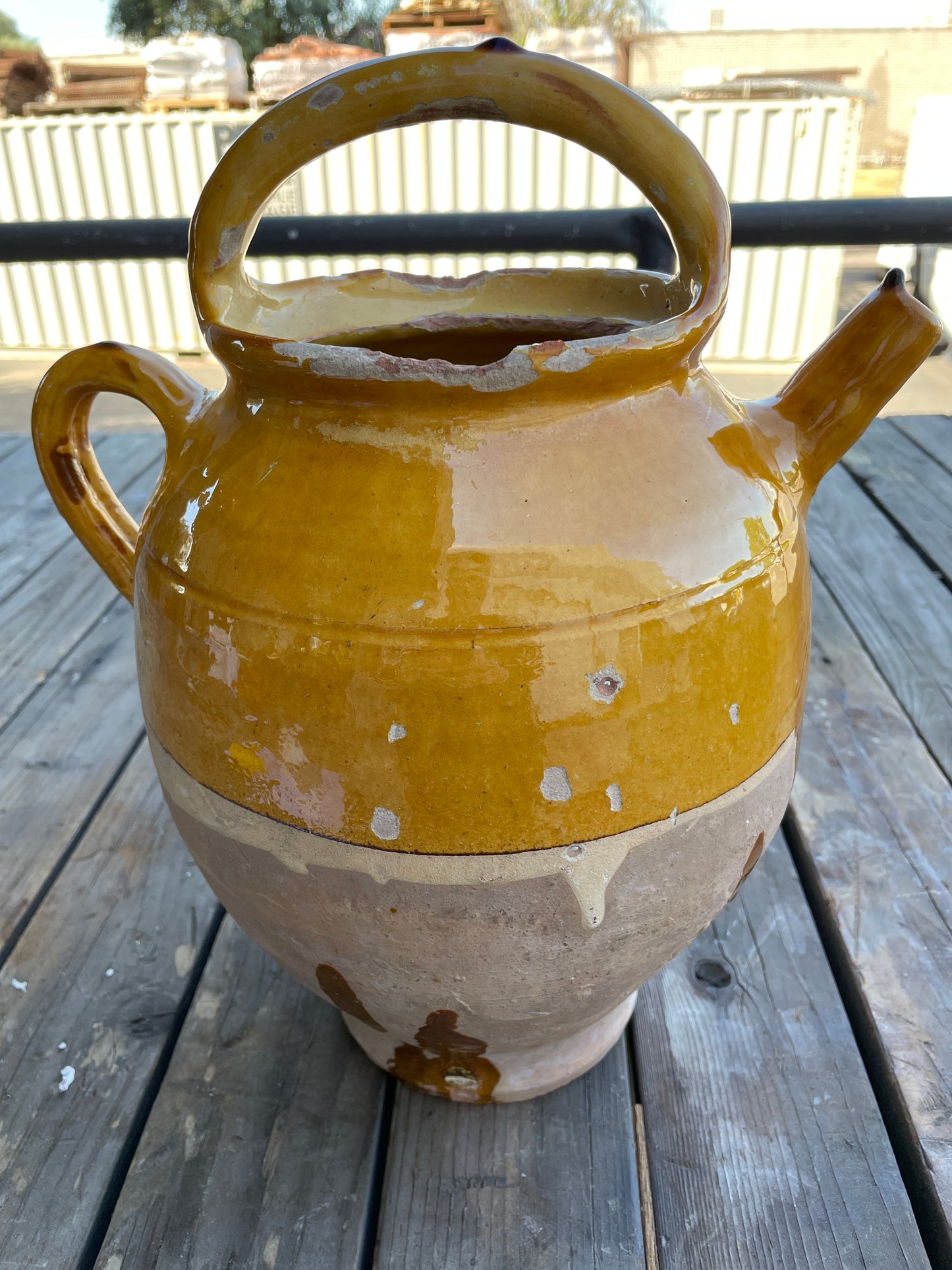 Yellow French Olive Oil Jug