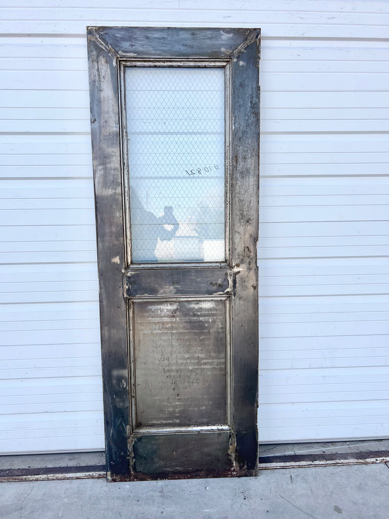 Half Lite Single Steel Metal Fire Door with Chicken Wire Glass