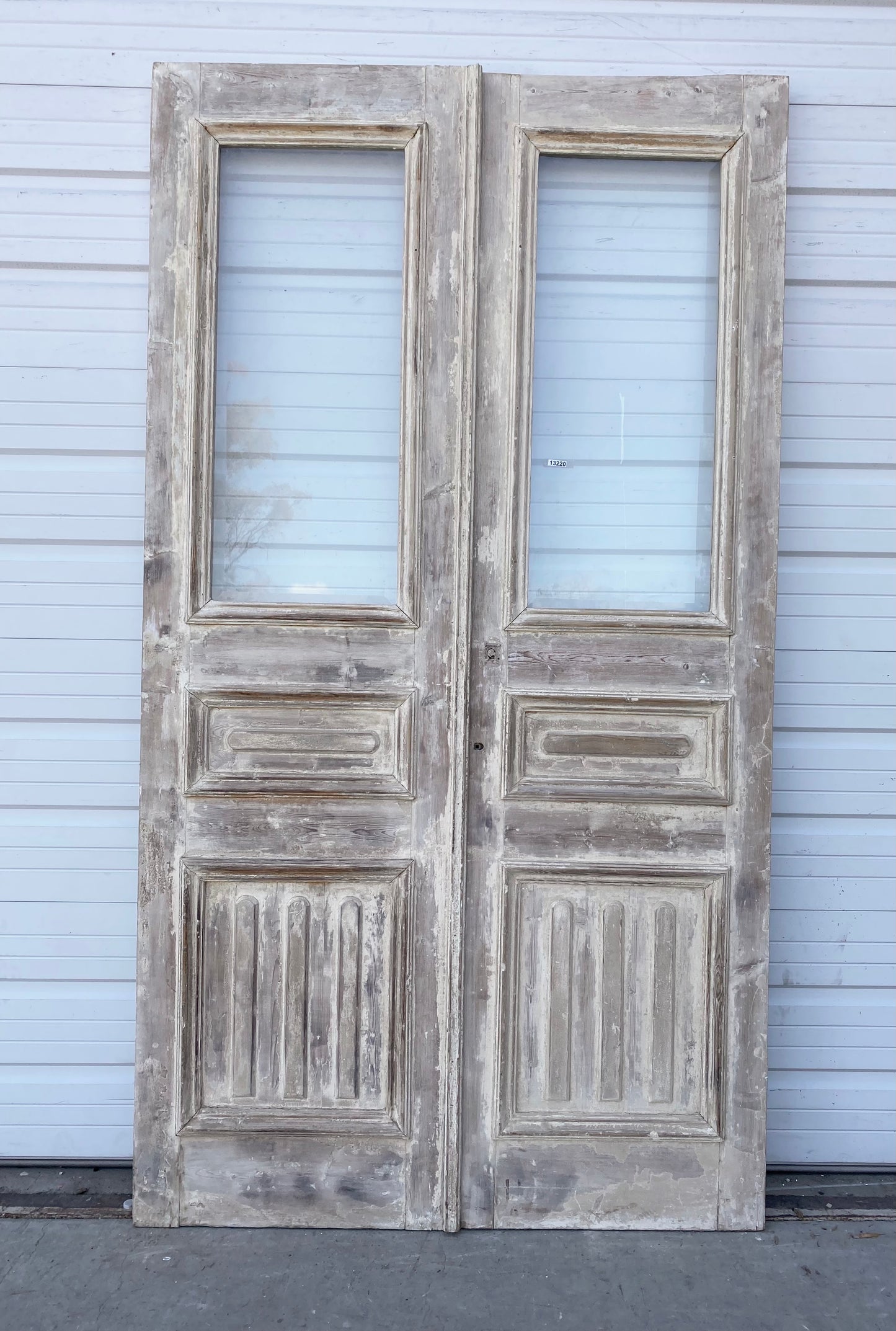 Pair of Bleached Wood Single Lite Antique Doors