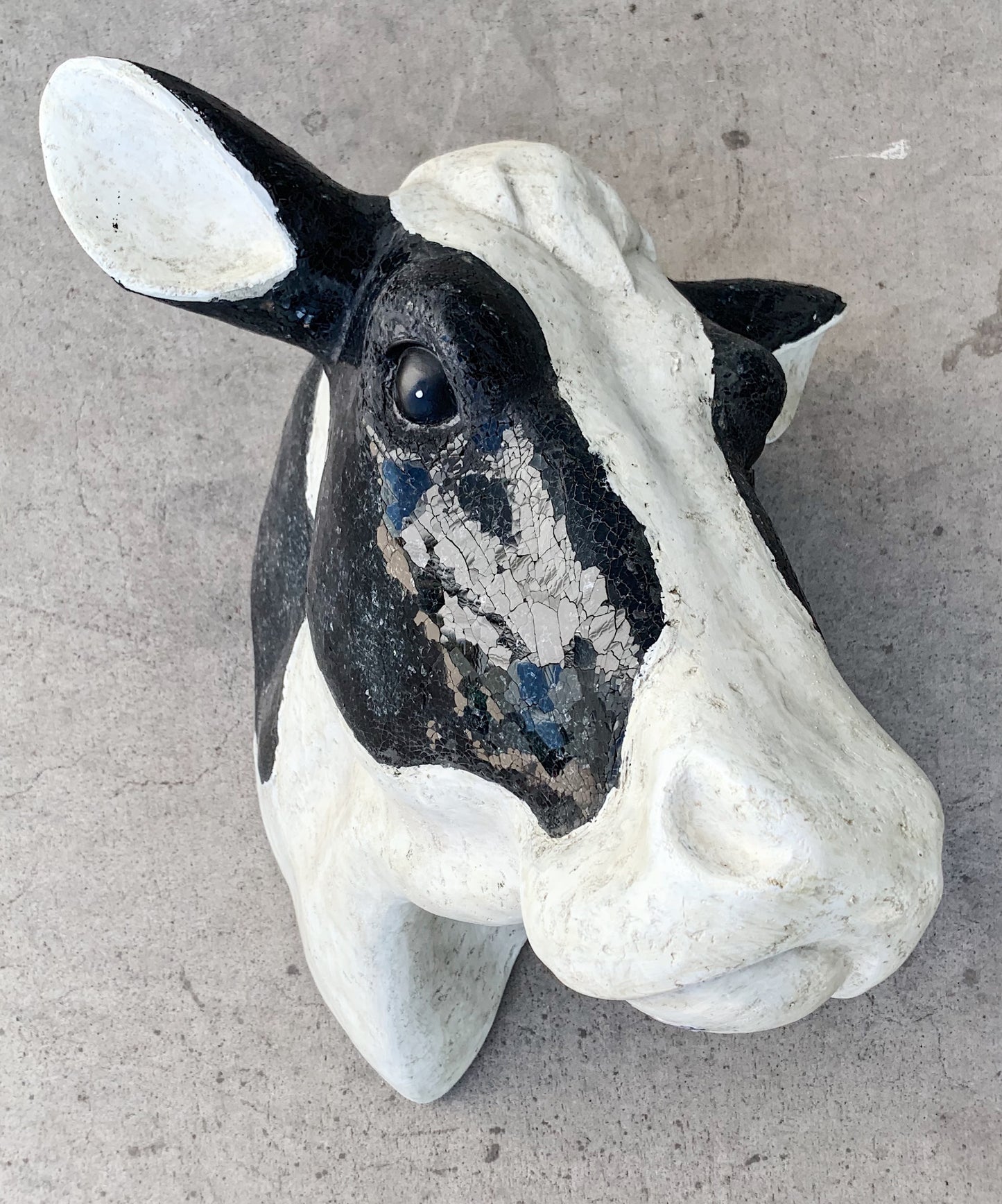 Black and White Cow Head Sculpture