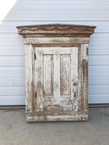Antique White Wall Mounted Cabinet with Pediment