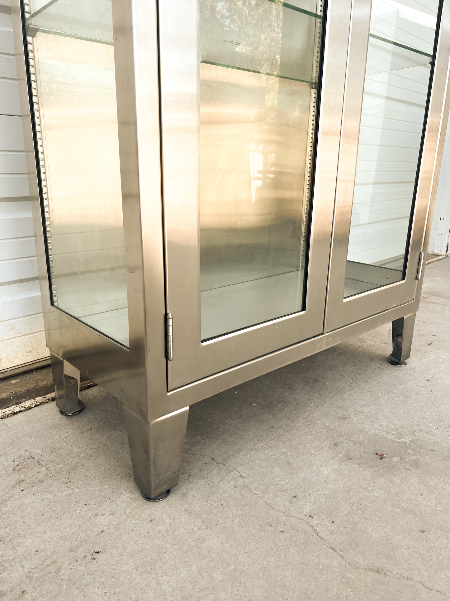 Stainless Steel Cabinet with Glass Shelves