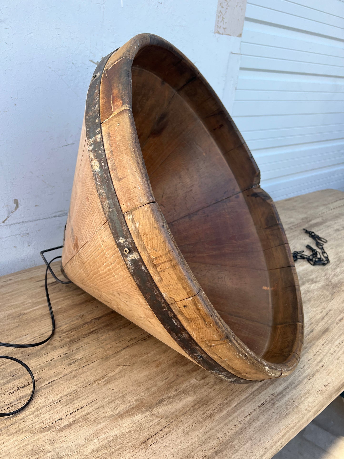 Repurposed Wooden Silo Cone Pendant Light