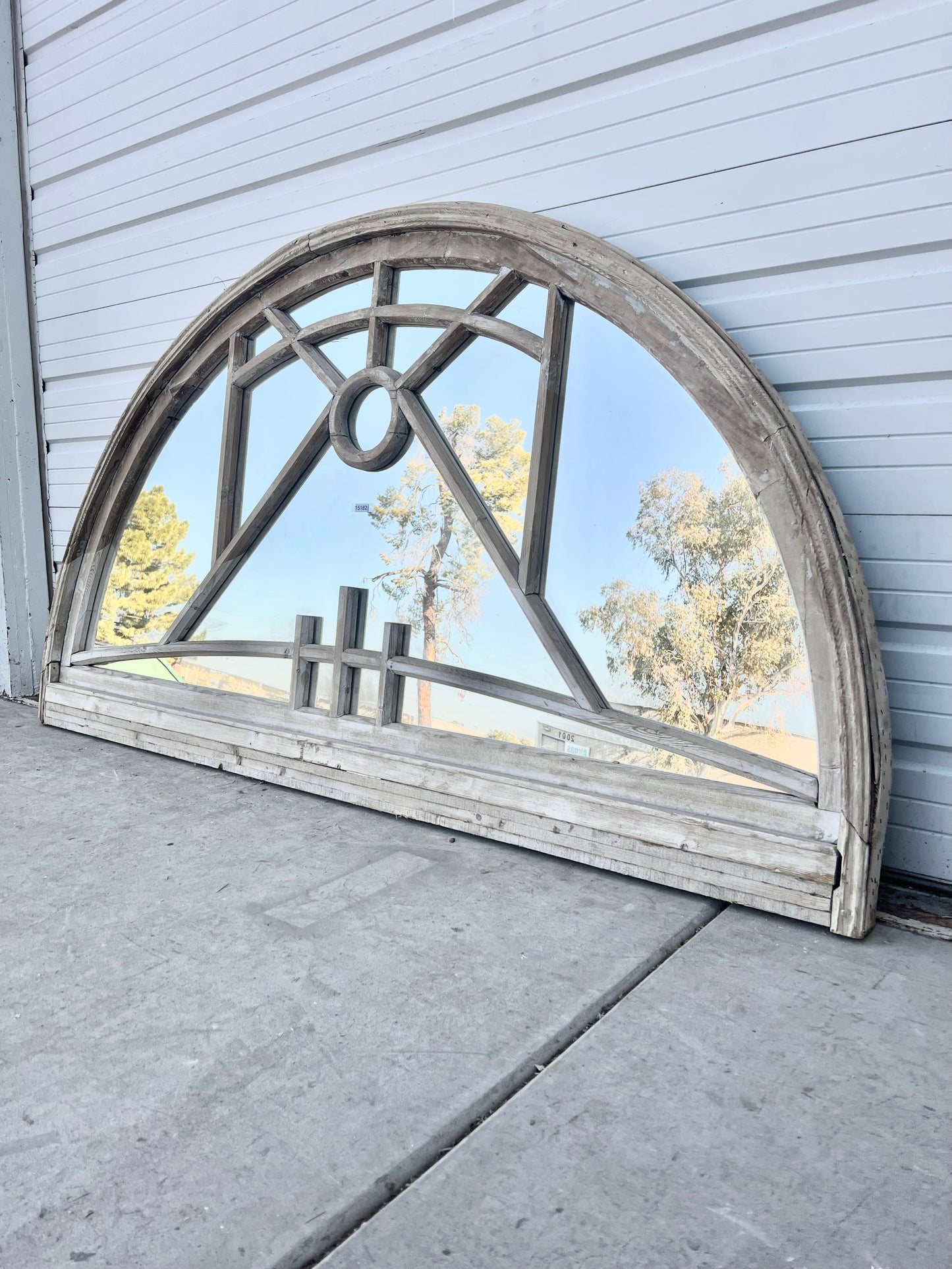 Arched Wood Transom Window w/Mirror