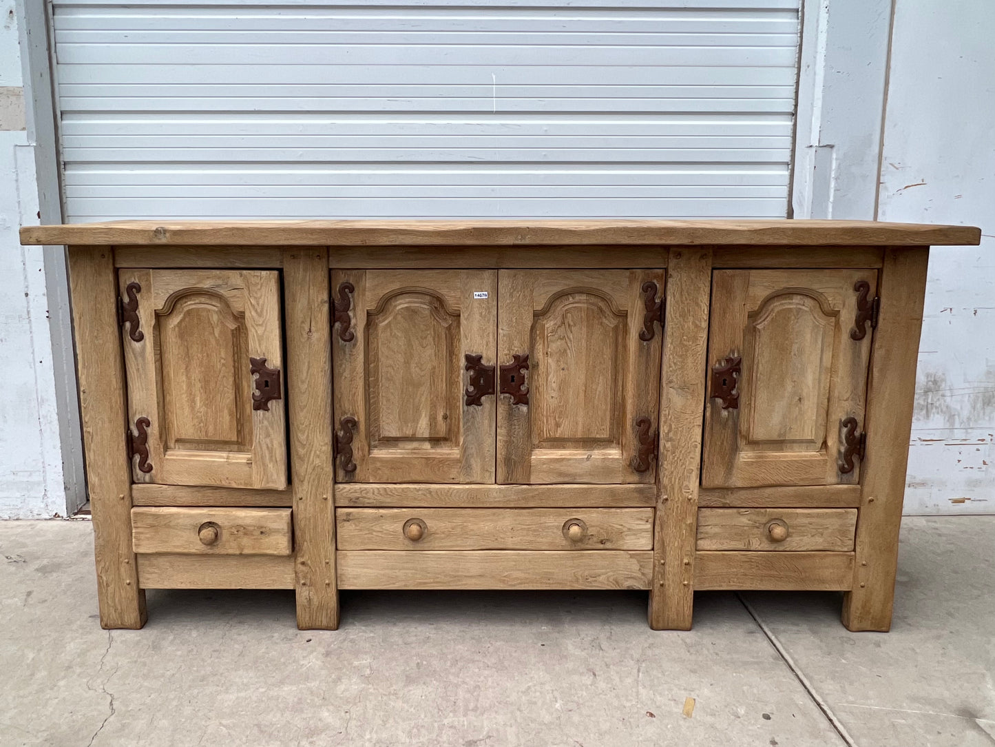 Paneled Bleached Antique Sideboard