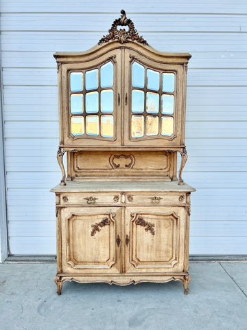 Louis XV Bleached French Antique Display Cabinet
