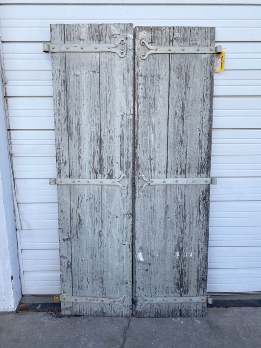 Pair of Gray Wood 2 Panel French Shutters
