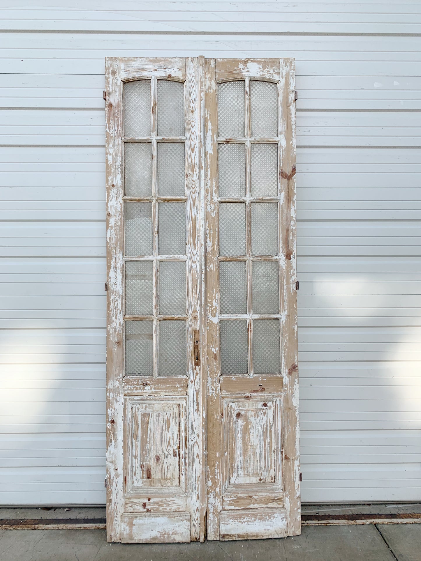 Pair of 10 Lite Distressed Antique French Doors