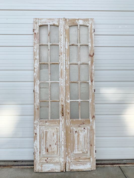 Pair of 10 Lite Distressed Antique French Doors