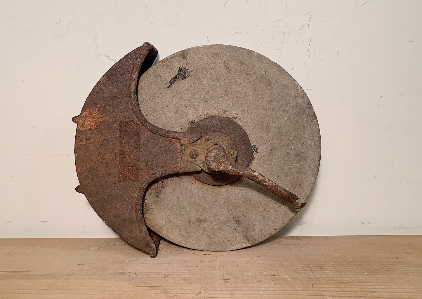Grindstone with Rusty Iron Mount