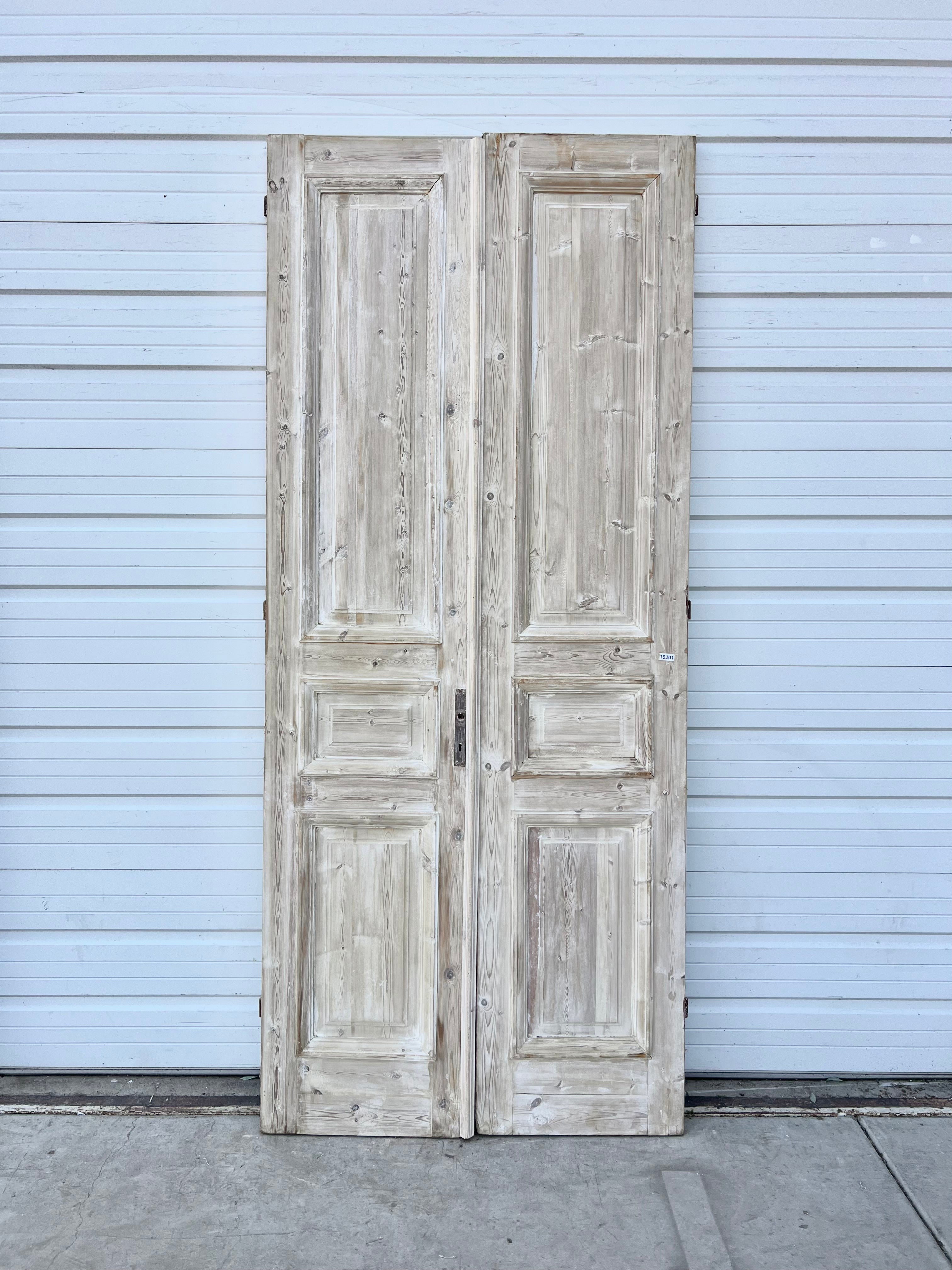 Pair of Washed Antique Wood Doors w/4 Panels – Antiquities Warehouse