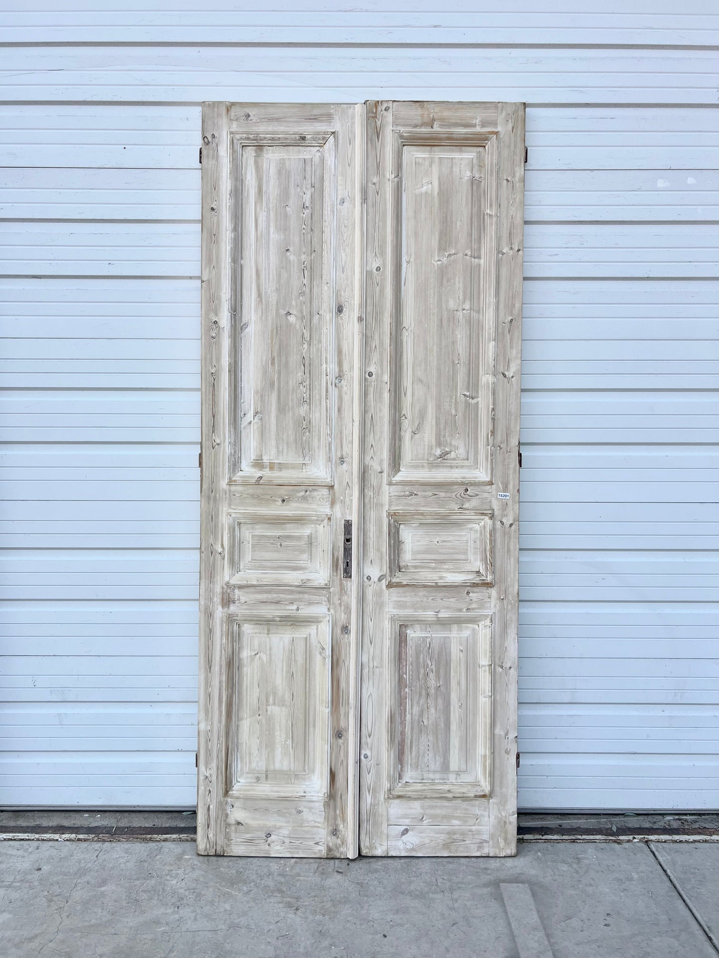 Pair of Washed Antique Wood Doors w/4 Panels