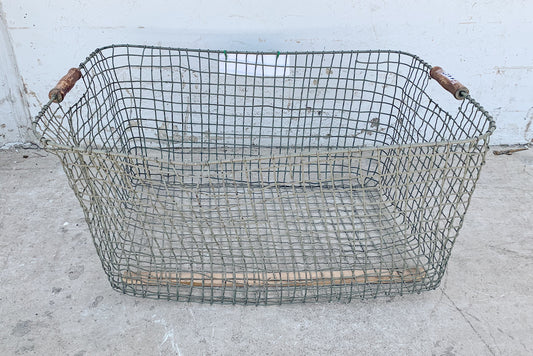 French Wire Basket with Wooden Inset Handles