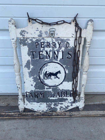 "Perry D. Tennis Farm Stables" Double-sided Metal Sign