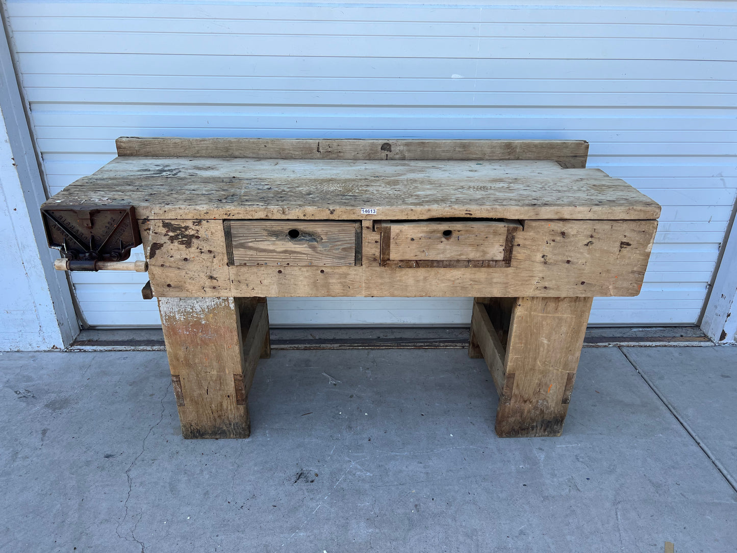 Stripped and Bleached 2 Drawer Work Table