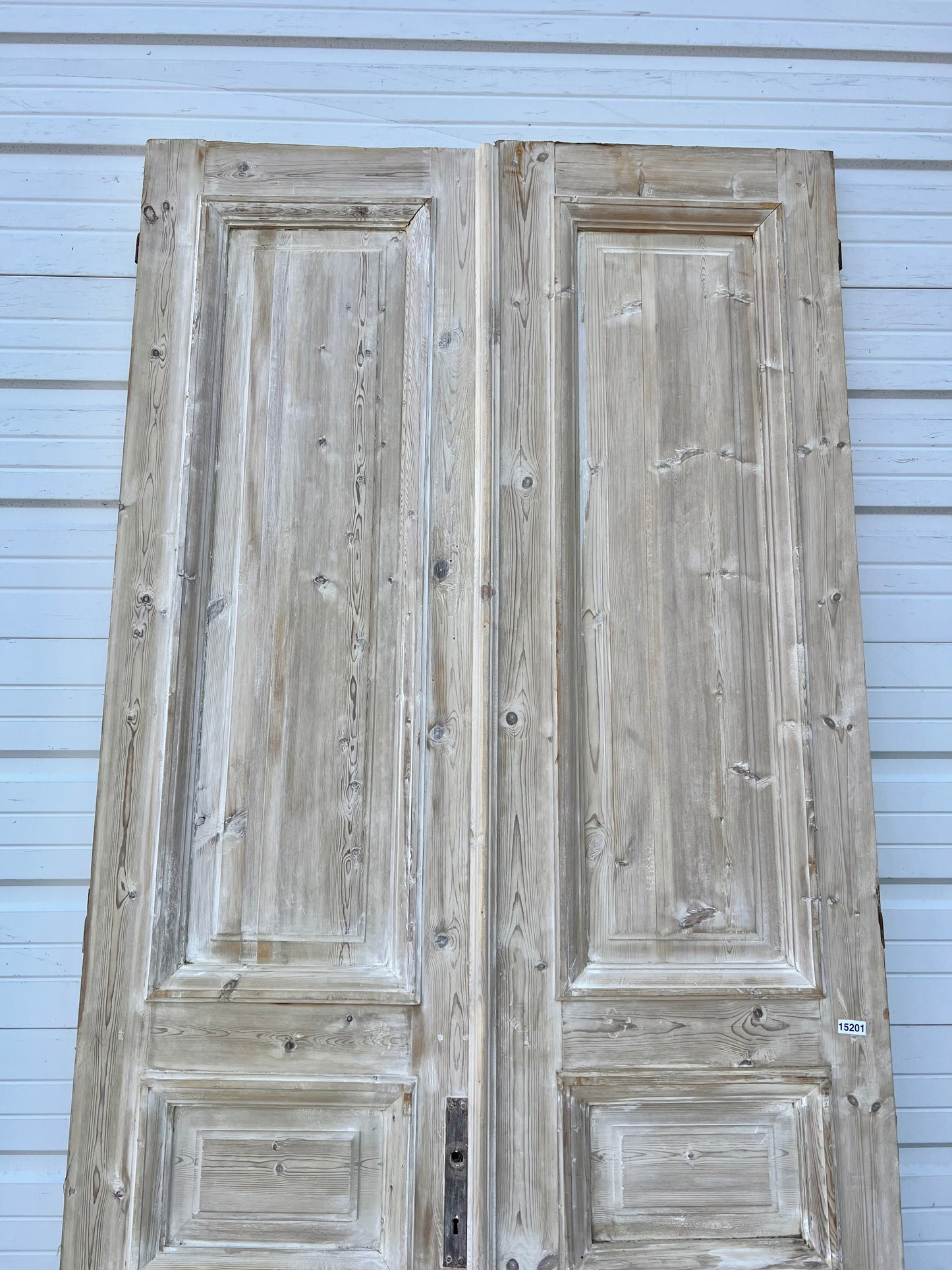 Pair of Washed Antique Wood Doors w/4 Panels