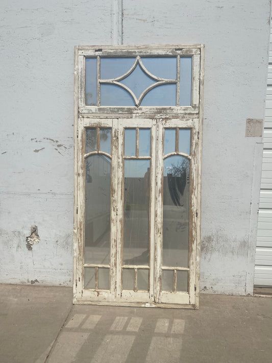 Rectangle Set of Painted Three-Panel Mirror with Diamond Transom